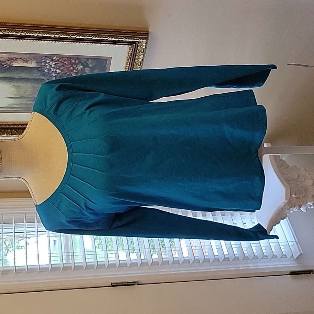 Rafaella Weekend Cerulean Blue long sleeve stretch jersey knit top Large…